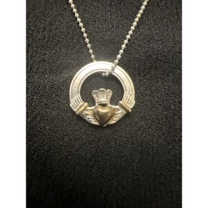 Celtic Claddagh Medallion Mixed Metals 16 Inch Traditional Friendship